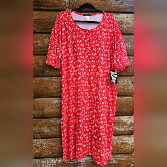 Not a Morning Person Other - NAMP Christmas Red & White Ho Ho Ho Butter Soft Oversized Long Nightgown Pjs